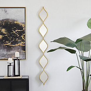 Bayberry Lane Slim Stacked Chain 5 Layer Wall Mirror with Tear Drop Pattern 7"W X 59"H, Gold, rollover