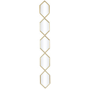Bayberry Lane Slim Stacked Chain 5 Layer Wall Mirror with Trellis Pattern 7"W X 59"H, Gold, large