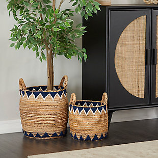 Bayberry Lane Banana Leaf Storage Basket with Handles (Set of 2), , rollover