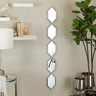 Bayberry Lane Slim Stacked Chain 5 Layer Wall Mirror with Trellis Pattern 7"W X 59"H, Silver, rollover