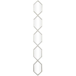Bayberry Lane Slim Stacked Chain 5 Layer Wall Mirror with Trellis Pattern 7"W X 59"H, Silver, large