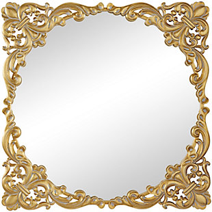 The Novogratz Floral Ornate Baroque Wall Mirror with Distressed Details 30"W x 30"H, , large