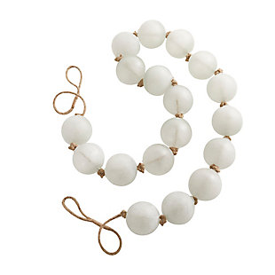 Bayberry Lane Frosted Orb Beaded Garland with Tassel, White, large