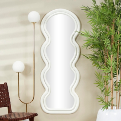 A600080578 Bayberry Lane Abstract Wavy Wall Mirror, White sku A600080578