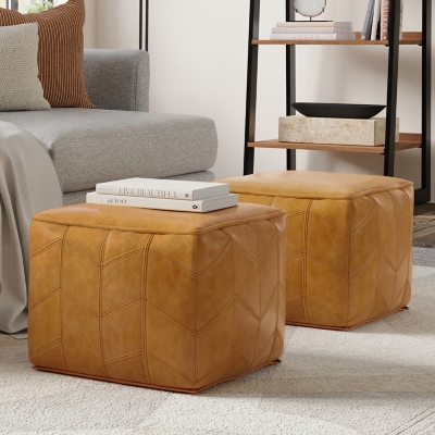 A600080714 Simpli Home Morden Pouf, Brown sku A600080714