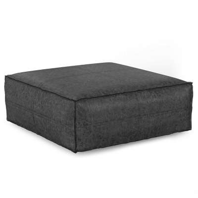 Simpli Home Brody Pouf, Distressed Black, large
