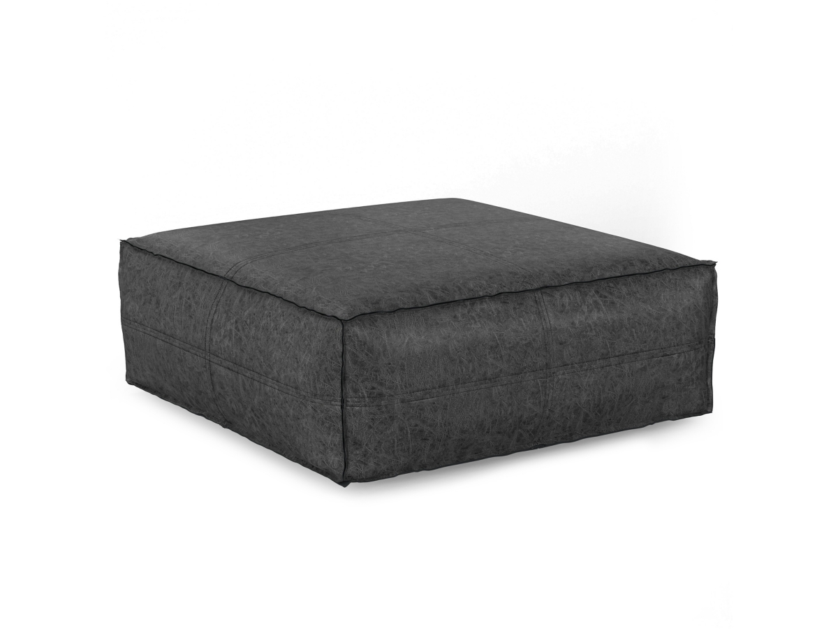 Simpli Home Brody Pouf, Distressed Black, large