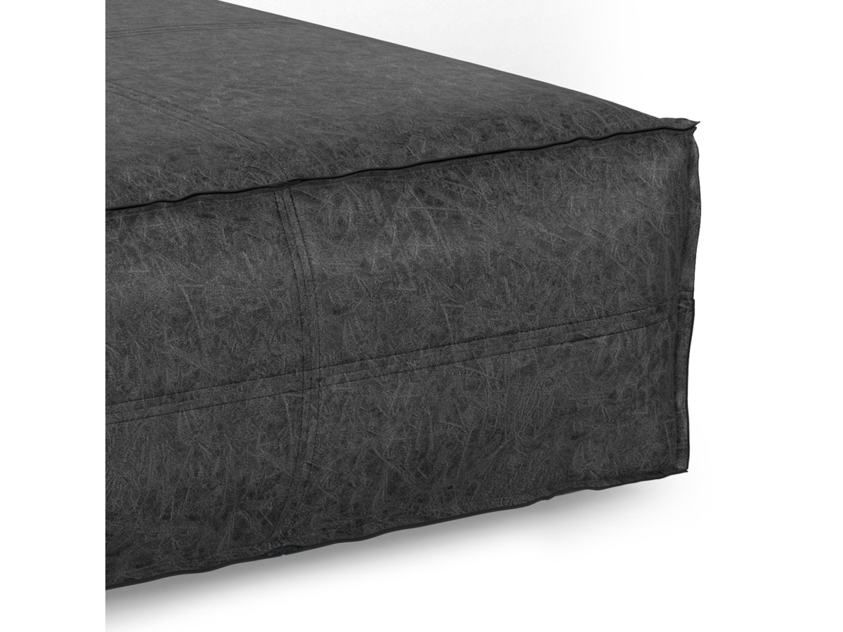 Simpli Home Brody Pouf, Distressed Black, large