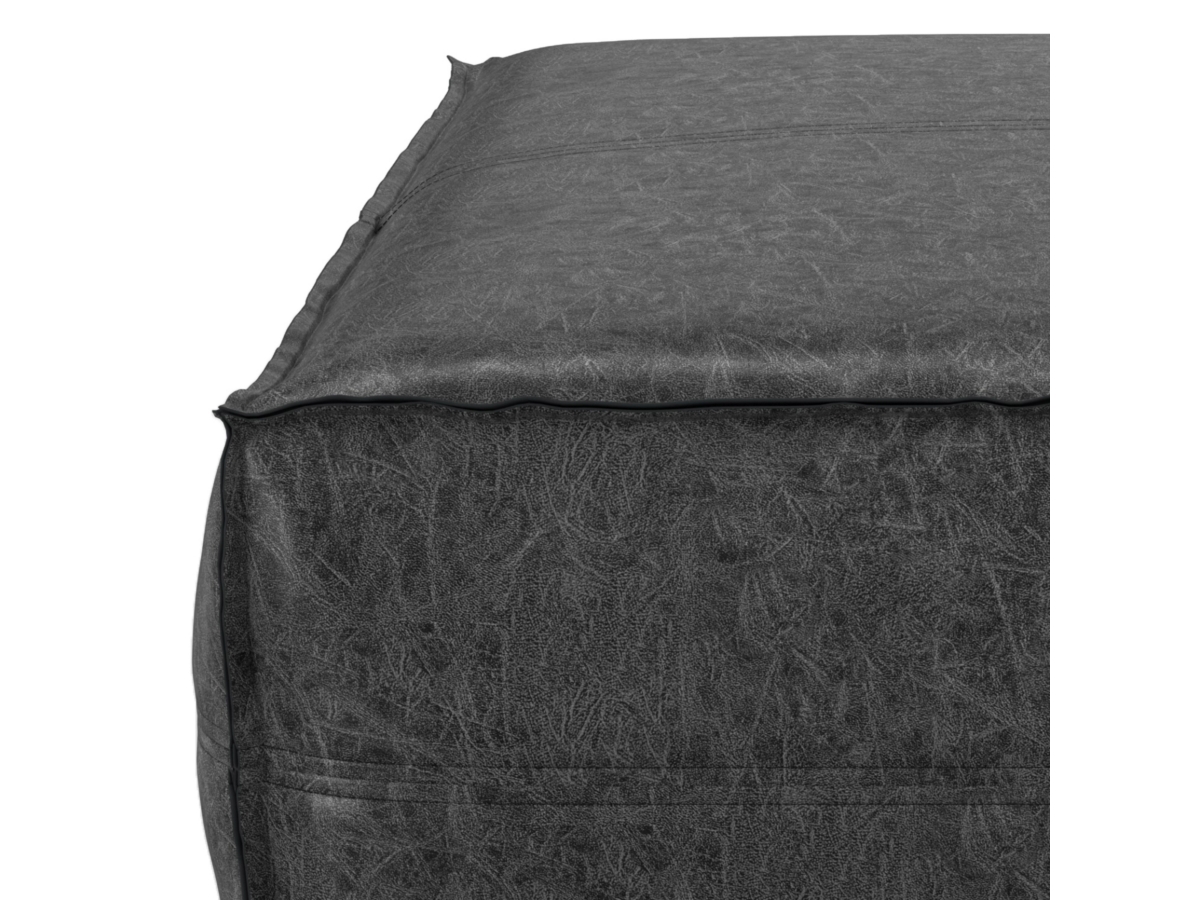 Simpli Home Brody Pouf, Distressed Black, large