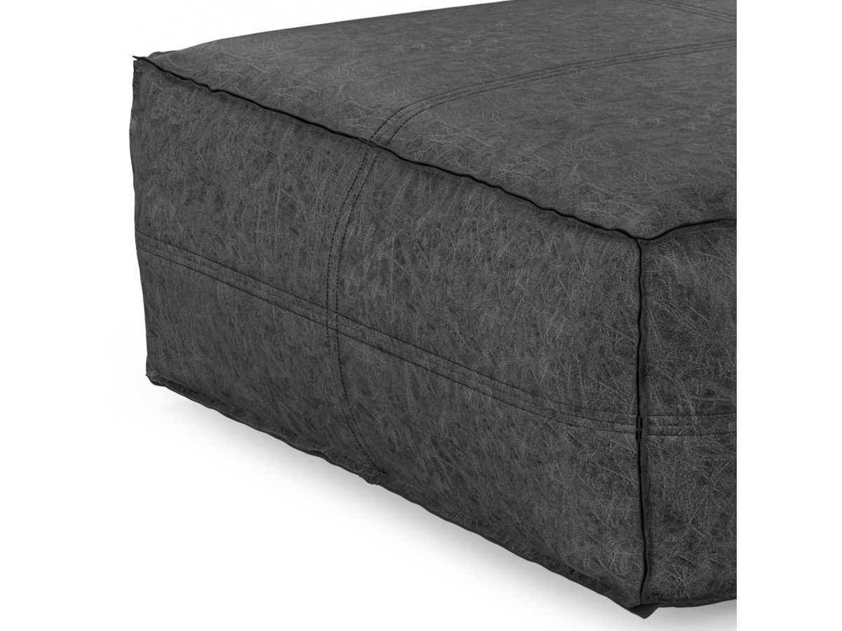 Simpli Home Brody Pouf, Distressed Black, large
