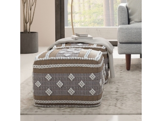 Simpli Home Indoor/Outdoor Mapleton Pouf