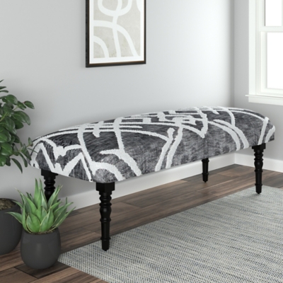 Alexei Distressed Bench, Black/Gray/White