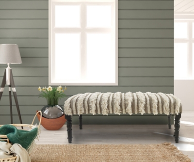 Anastasia Tufted Bench, Cream