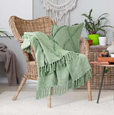 A600080755 Diamond Solid Throw Blanket, Green sku A600080755