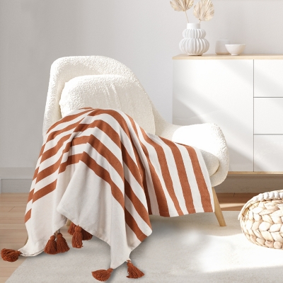 A600080760 Harbor Striped Throw Blanket, Orange sku A600080760