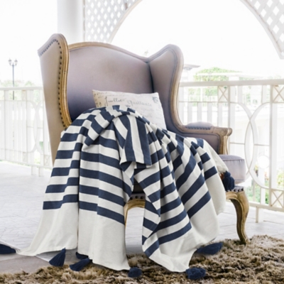 A600080761 Harbor Striped Throw Blanket, Blue sku A600080761