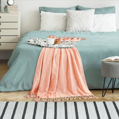 Heather Solid Throw Blanket, Pink, rollover
