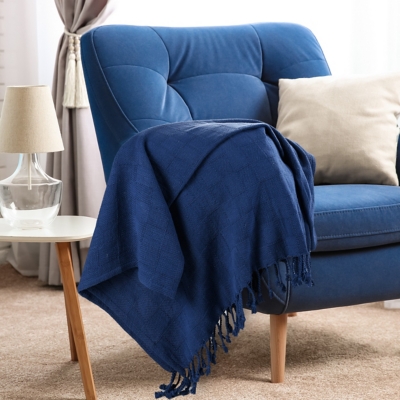 A600080764 Heather Solid Throw Blanket, Blue sku A600080764