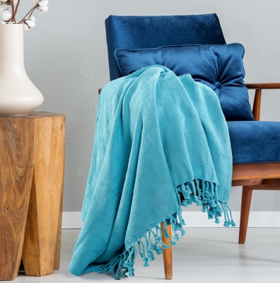 A600080766 Heather Solid Throw Blanket, Aqua Blue sku A600080766