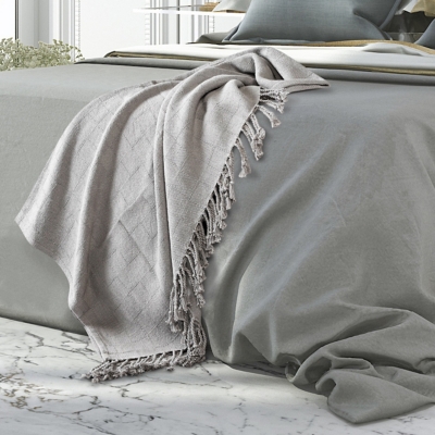 Heather Solid Throw Blanket, Gray