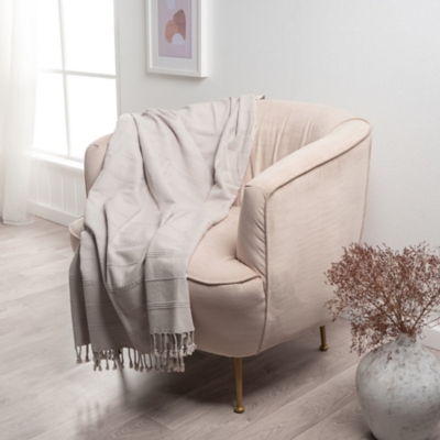 A600080771 Silas Striped Throw Blanket, Beige sku A600080771