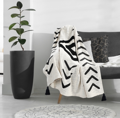 Avant-garde Tribal Throw Blanket, Black