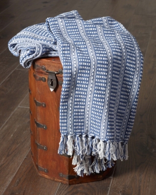 A600080784 Ridgeline Striped Throw Blanket, Blue sku A600080784