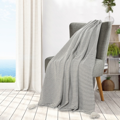 Insignia Striped Throw Blanket, Black