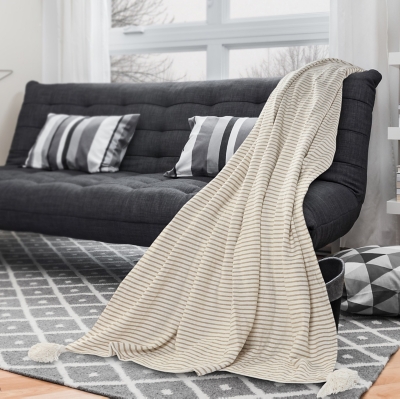 Insignia Striped Throw Blanket, Gray