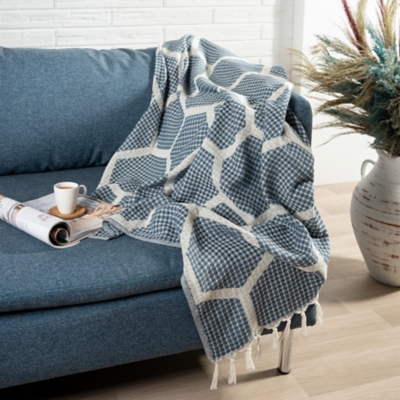 Avery Geometric Throw Blanket, Blue