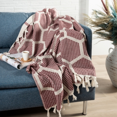 Avery Geometric Throw Blanket, Red