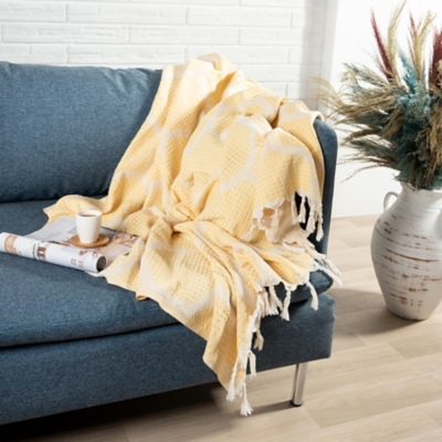 A600080792 Avery Geometric Throw Blanket, Yellow sku A600080792