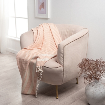 A600080797 Breezy Striped Throw Blanket, Orange sku A600080797