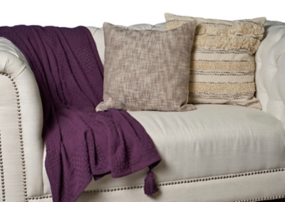 Belgium Basketweave Throw Blanket, Purple, rollover