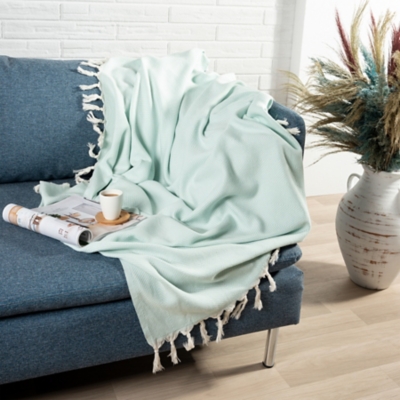 A600080807 Avery Herringbone Throw Blanket, Light Blue sku A600080807