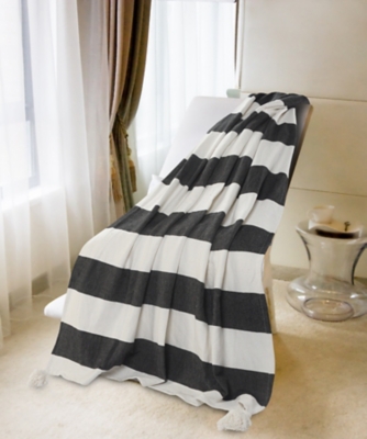 Marlin Striped Throw Blanket, Black