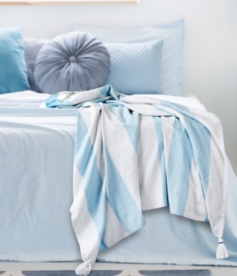 A600080814 Marlin Striped Throw Blanket, Corydalis Blue sku A600080814