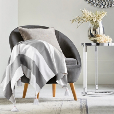 A600080815 Marlin Striped Throw Blanket, Gray sku A600080815