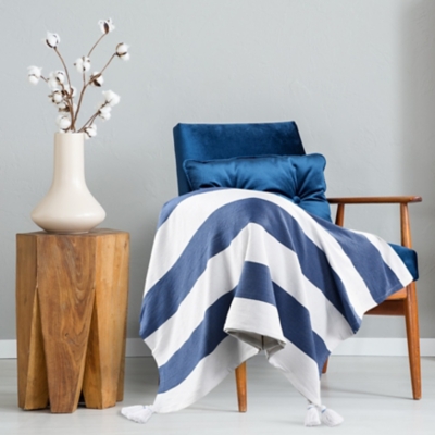 A600080816 Marlin Striped Throw Blanket, Blue sku A600080816