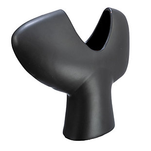 Storied Home Y Shaped Terracotta Abstract Vase, Matte Black, large