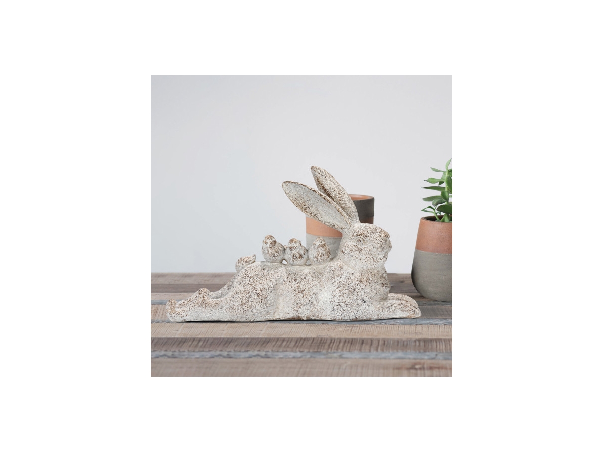Storied Home Indoor/Outdoor Rabbit with Birds Figurine | Ashley
