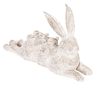 Storied Home Decorative Resting Rabbit with Birds Figurine, , large