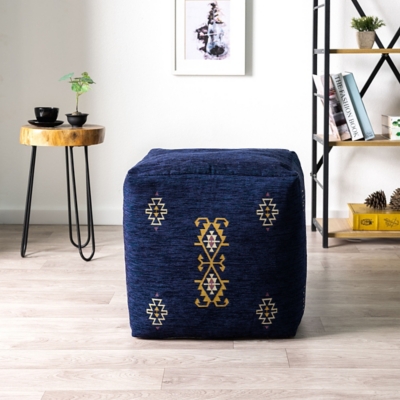 Milano Medallion Pouf, Blue