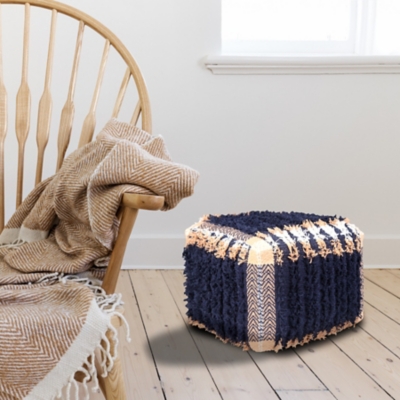 Monarch Geometric Pouf, Blue