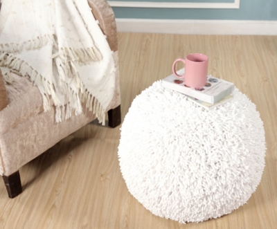 Astrid Solid Pouf, Cream