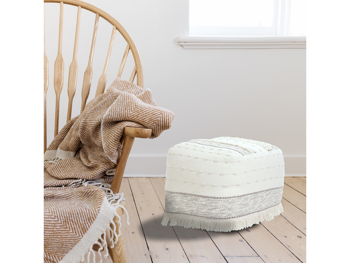 Astrid Fringe Ottoman Fringe Stool Monarch Striped Pouf Ashley