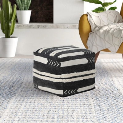 Avant-garde Geometric Pouf, Black