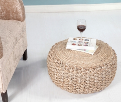 A600080887 Spruce Solid Braided Pouf, Tan sku A600080887