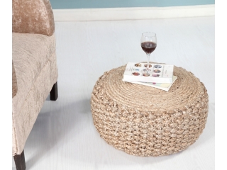 Spruce Solid Braided Pouf