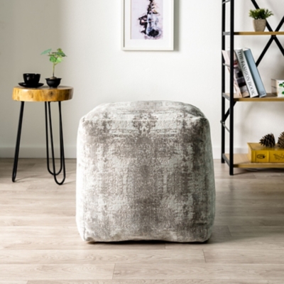 A600080889 Milano Distressed Medallion Pouf, Gray sku A600080889